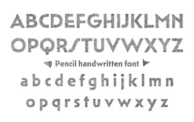 Hand-drawn pencil alphabet featuring uppercase and lowercase letters in a textured, sketch-style font. Ideal for creative projects, school materials, educational tools, and artistic typography designs