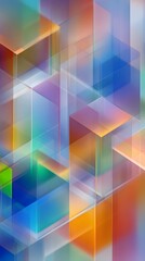 Obraz premium An abstract digital composition featuring a dynamic arrangement of geometric shapes and a vibrant harmonious color gradient