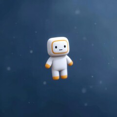 Fototapeta premium Chibi astronaut floating in space, cute planet backdrop