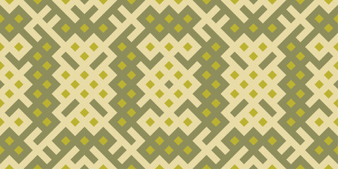 Abstract geometric pattern with ethnic rug influence. Features sharp angles, linework, and repeating diamond shapes for bold, decorative designs.