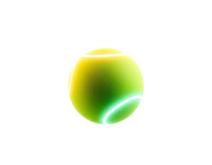 Glowing tennis ball isolated on transparent background