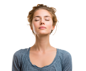 Calm woman practicing mindfulness in quiet moment