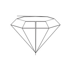 Diamond icon drawing. diamond gems vector icon continuous line 
