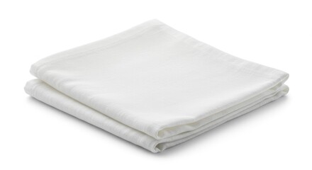 Crisp White Linen Napkins - Two neatly folded white linen napkins, perfect for elegant dining or special occasions. Clean and simple