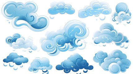 Chinese style blue clouds collection for artistic designs and backgrounds