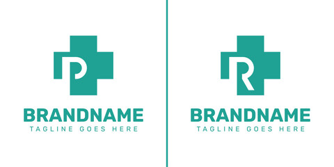 Fototapeta premium Letter P and R Medical Plus Logo, representing care, health, and trusted medical services
