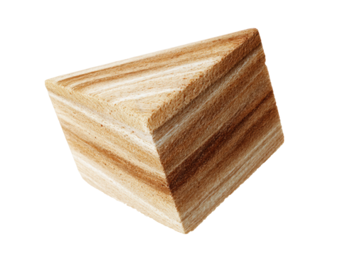 Unique triangular block showcasing layered texture and colors