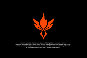 fiery phoenix logo with lightning bolt mask