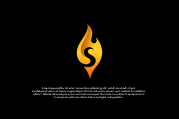 fire logo symbol with letter s in the middle