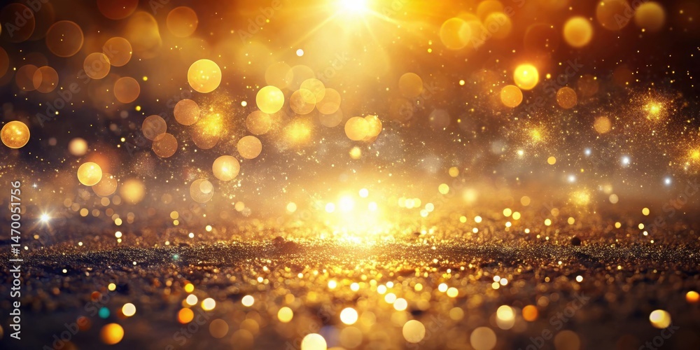 Aufkleber a sparkling golden glitter background with shimmering lights and bokeh effects ideal for festive des