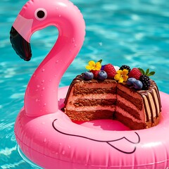 Dessert cut on flamingo tube