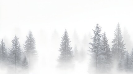 Foggy forest scene atmospheric landscape with trees