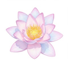 Delicate Pink and White Water Lily Flower Illustration