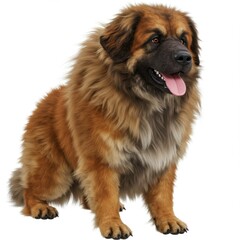 Portrait of a Leonberger Dog Sitting Against White Background