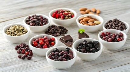 Colorful Well-Balanced Superfood Snacks Display for Healthy Eating Scene