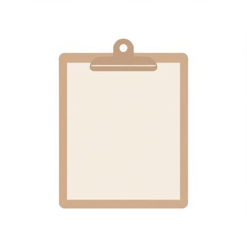 Beige Clipboard with Blank Paper on White Background