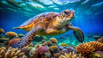 Fototapeta premium green sea turtle swimming