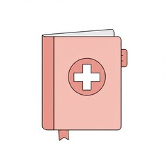 Obraz premium Pink Medical Notebook with White Cross Illustration