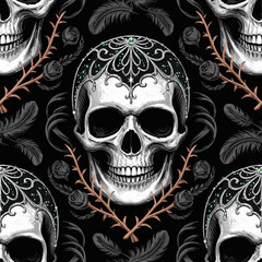 skull, skeleton, halloween, gothic floral pattern, gothic butterfly pattern, death pattern, gothic butterfly, medieval patterns, baroque pattern, gothic damask, skull background, gothic skull, damask,