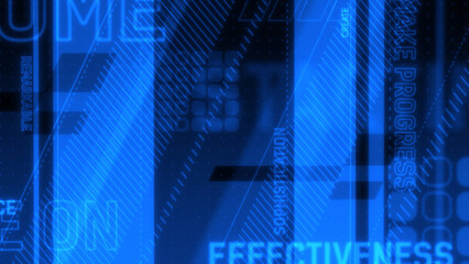 直線を基調とした背景とポジティブな英単語が並んだスタイリッシュな背景 - ネオンブルー