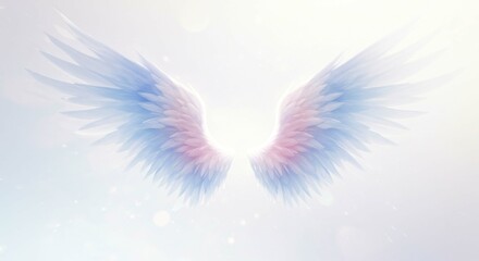 Obraz premium Serene Pastel Angel Wings Heavenly Light Spiritual Background Soft Feathers Dreamy Illustration