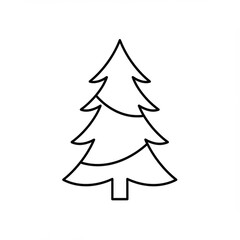 Obraz premium Simple Black Line Art Christmas Tree Illustration