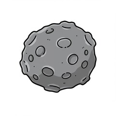 Grey Cartoon Asteroid Illustration on White Background