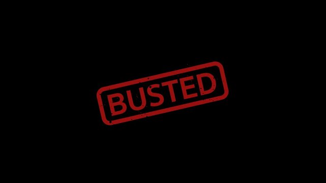 Busted - Stamp, Imprint, Seal Template. 4K Video Motion Graphics Footage. Chroma key. Alpha Channel