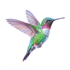 Fototapeta premium Vibrant Green And Pink Hummingbird In Flight