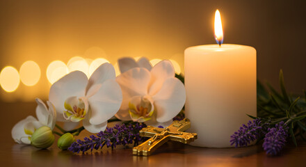 Ascension Day Candle and Cross Setup