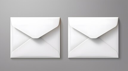 White empty envelopes for letters in open and closed forms for professional correspondence
