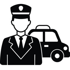 taxi driver element isolated taxi dispatch termina on white background