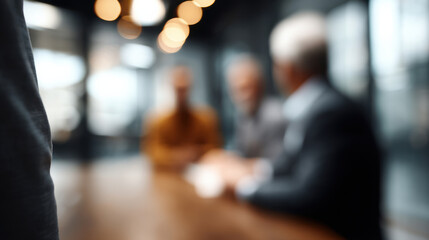 Professional mentoring scene with blurred background of people discussion stylish
