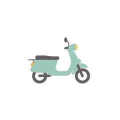 Obraz premium Pastel Green Vintage Scooter Illustration