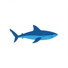 Naklejka premium Blue Shark Illustration on White Background