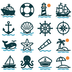 Nautical adventures Icons of the sea © dikifajarfadilah