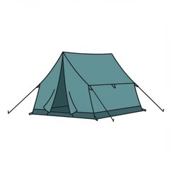 Simple Blue Camping Tent Illustration
