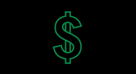 Obraz premium Green dollar sign icon in a modern style on a black background