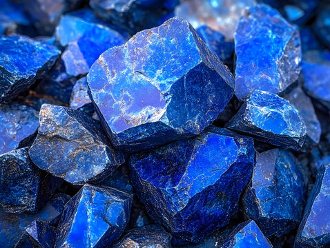 cobalt stones, mining cobalt, cobalt stones, stone ore close-up, Cobalt blue lapis lazuli stones,