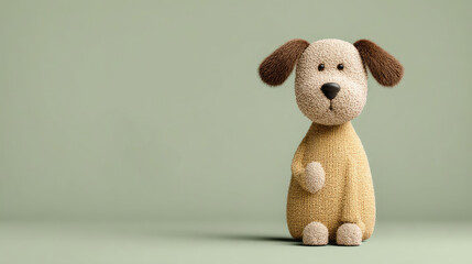 Fototapeta premium Adorable Plush Toy Dog on Neutral Background: Minimalist Photography Trend
