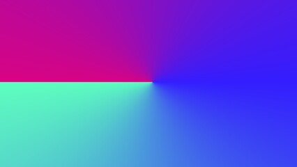 Vibrant gradient artwork with pink, teal, and blue hues
