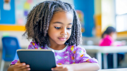 Child using a tablet for interactive learning