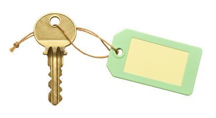Isolated Gold Key with Tag