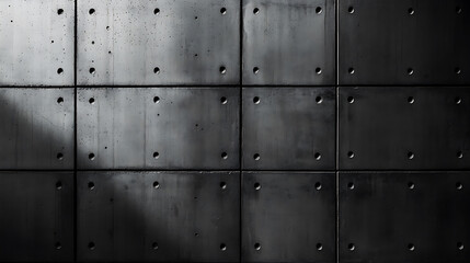 Concrete wall panels with holes and shadow play for architectural backgrounds and textures