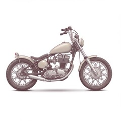 Fototapeta premium Beige Custom Chopper Motorcycle Illustration
