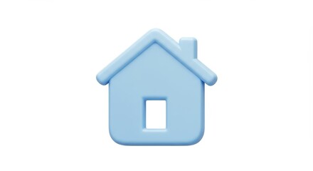 Light Blue 3D House Icon on White - Home sweet home, comfort, security, family, shelter. A simple light blue 3D house icon symbolizes these core concepts. Ideal for websites, apps, and presentations