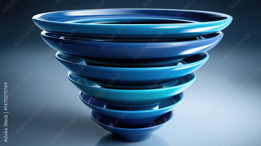 Poster unique blue spiral object symbolizing smart conversion scaffold concept for logic-built business fun