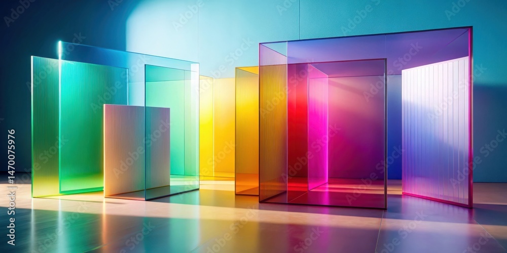 Aufkleber abstract colorful glass structures in a modern interior design setting