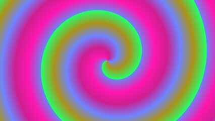 A vibrant, swirling spiral of pink, green, and blue hues