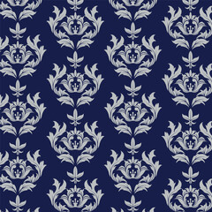 Seamless pattern with damask ornaments. Textured background.